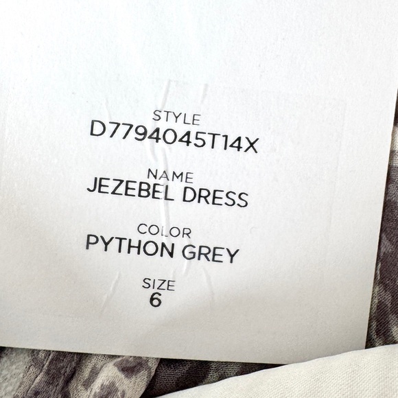 DVF Jezebel Python Grey Print Tie Neck Long Sleeve Shift Mini Dress Size 6 - Picture 10 of 14